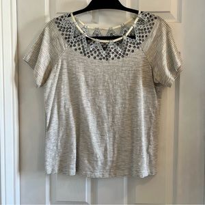 Charlie Moss striped t-shirt with embroidered neckline